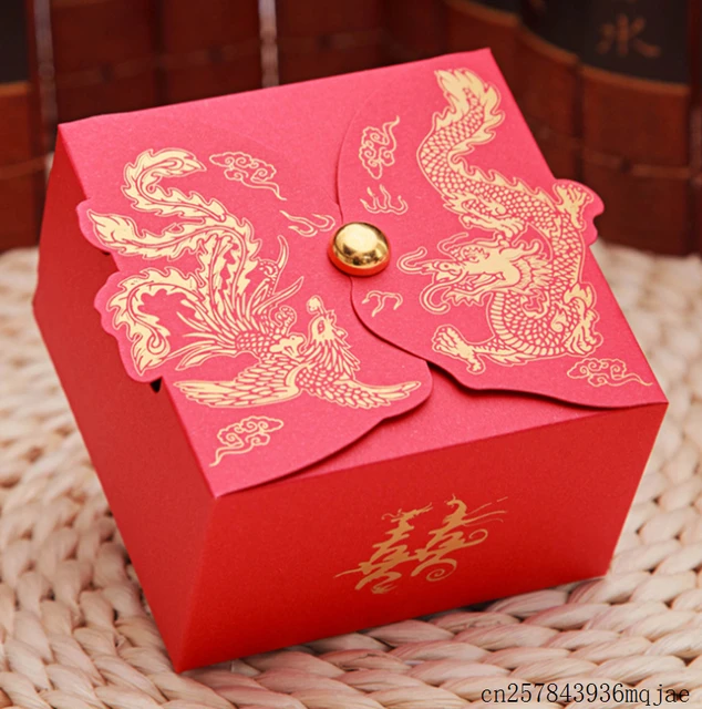 600pcs Chocolate Sugar Boxes Dragon Phoenix Candy Box Wedding
