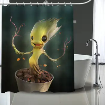 

Custom baby groot Shower Curtain With Plastic Hooks Modern Fabric Bath Curtains Home Decor Curtains Custom Your image