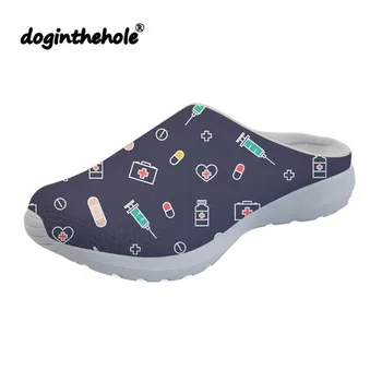 

doginthehole Women Beach Shoes Summer Medical Nurse Printed Outdoor Sport Sandals for Ladies Flat Slippers Lightweight Water Sea