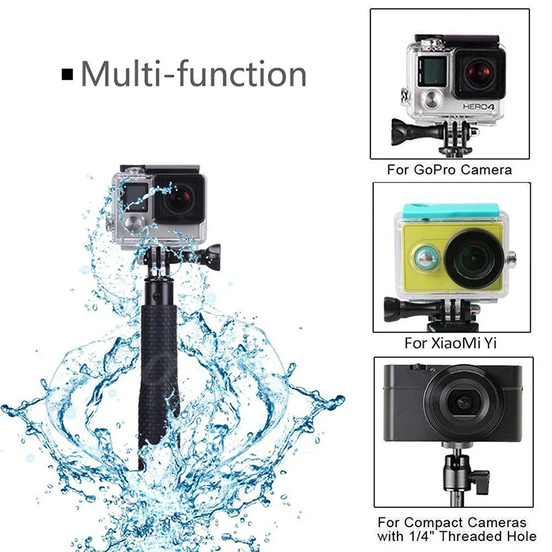 COOLJIER Водонепроницаемая Выдвижная палка для селфи, монопод для xiaomi yi 4k II 2/SJ4000 Gopro hero 5 6 универсальная ручная селфи палка