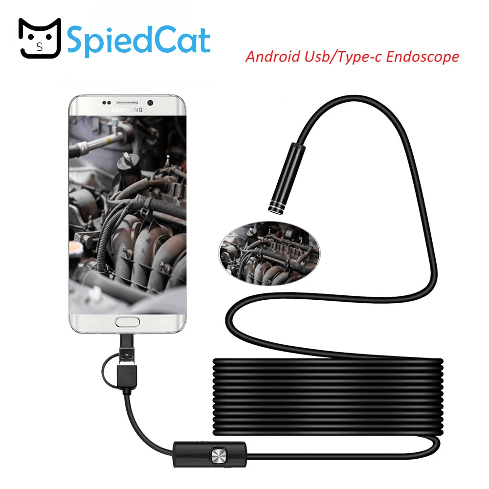 

8mm 1200P Android PC Endoscope Mini Camera USB TypeC Inspection Endoscope Semi Rigid 1m Cable Led Light Waterproof Mini Camera