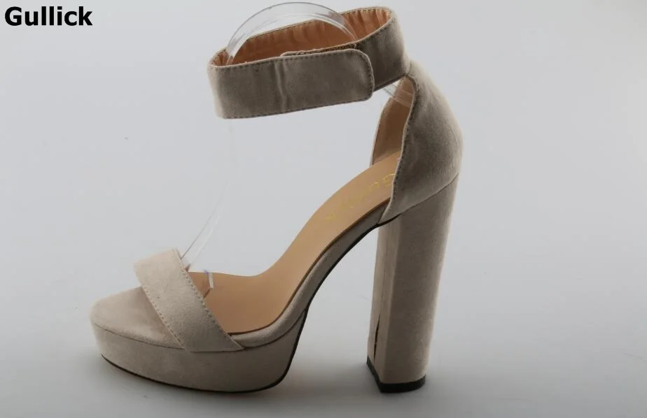 

Simple Style Women Summer Open Toe Sandals Hip and Hop Shoes Platform Square Heel Solid Color Shoes