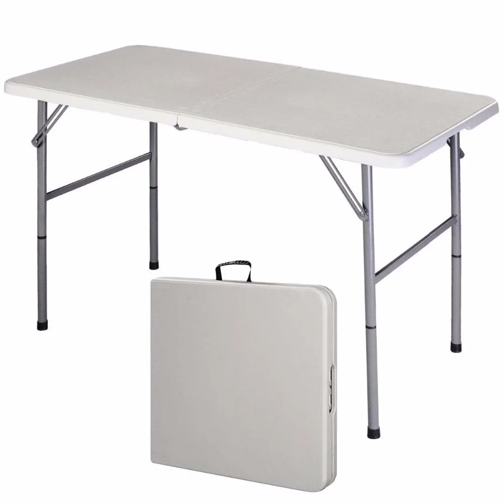 Giantex Folding Table Portable Picnic Party Dining Camp Tables White Modern Desk Utility Office Computer Desk OP2968
