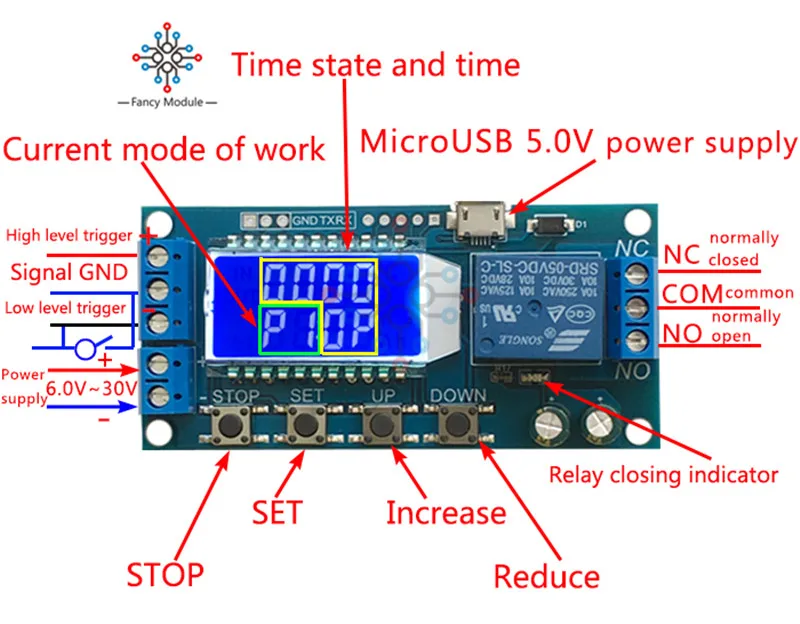 XY-LJ02 реле с таймером модуль задержки выключения питания и запуска задержки цикла синхронизации цепи переключатель с ЖК-цифровым дисплеем