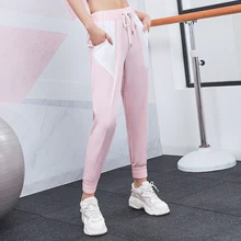 Женские спортивные штаны на шнурке с эластичной резинкой на талии, свободные штаны для занятий бегом и тренировками, спортивные штаны с карманами