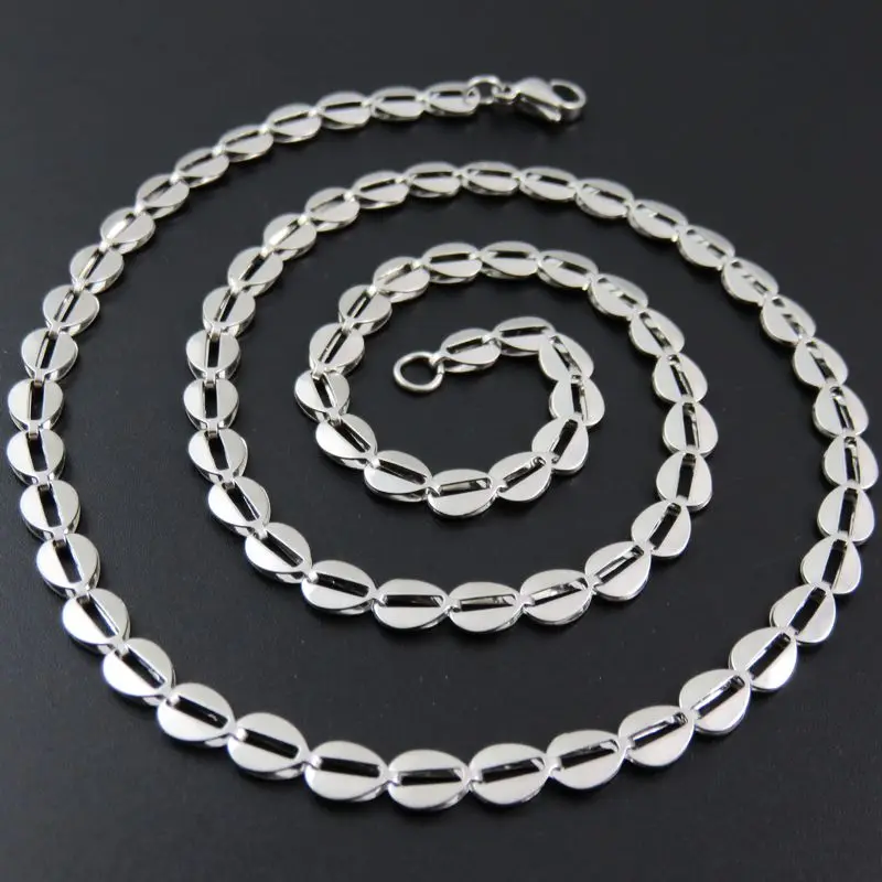 

5mm Silver Tone Stainless Stele Love Heart Link Chain Necklace For Man & Women, Fashion Gift Jewelry 45cm55cm 65cm 75cm 90cm