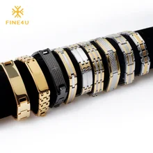 FINE4U B039 мужской браслет-цепочка из нержавеющей стали 316L браслеты с крестом Иисуса для рождественских подарков 9 вариантов браслет для часов