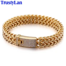 TrustyLan роскошный никогда не выцветает Золотой/Серебряный цвет мужская бижутерия в стиле панк-рок из нержавеющей стали лучший друг мужской браслет с блестящим CZ