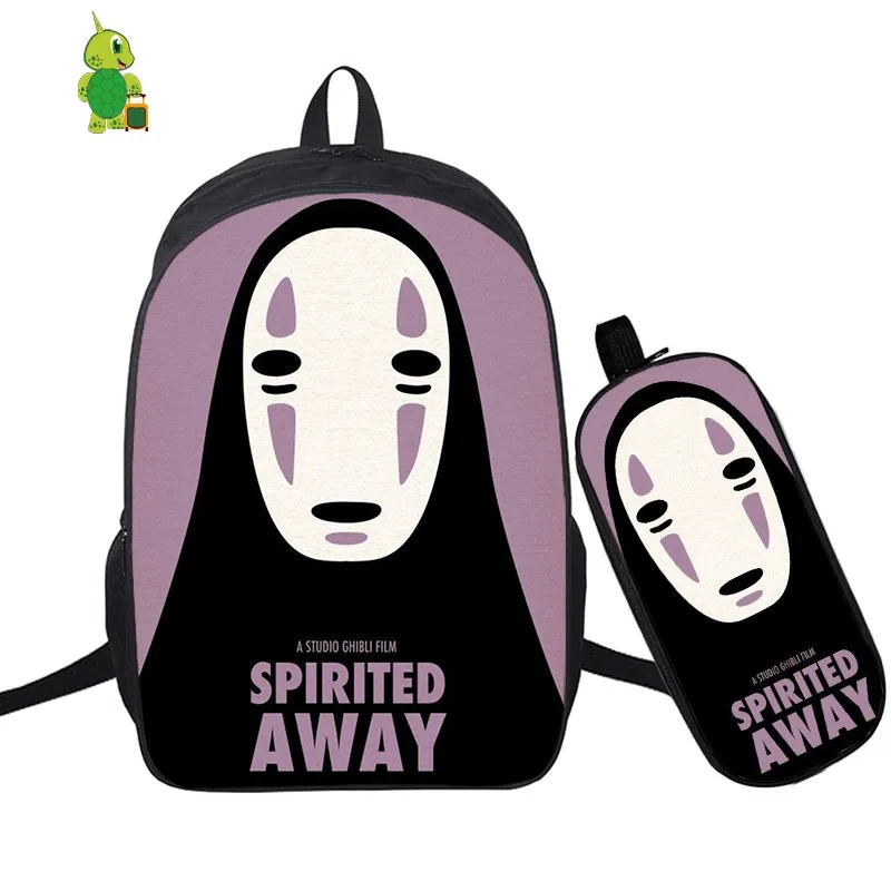 Ghibli унесенный спиралью без лица Мужской рюкзак 2 шт./компл. школьная сумка для подростков мальчиков и девочек рюкзак для ноутбука пенал дорожные сумки - Цвет: 5