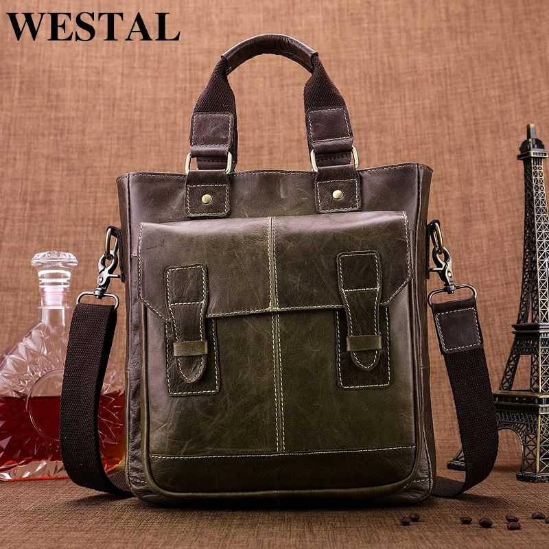 Сумка мессенджер WESTAL мужская из натуральной кожи портфель на плечо для ноутбука