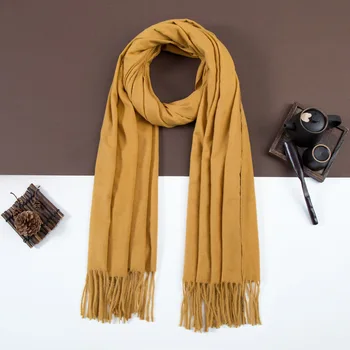 

Fashion Solid Color Shawls Winter Scarf Imitation Cashmere Shawl Women's Scarves Mantilla Tassels Echarpes