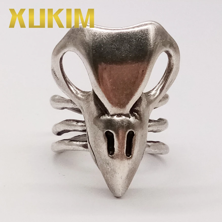 

Xukim Jewelry Hip Hop Rhodium Silver Color 316L Stainless Steel Skull Ring Gothic Punk Biker Jewelry Gift