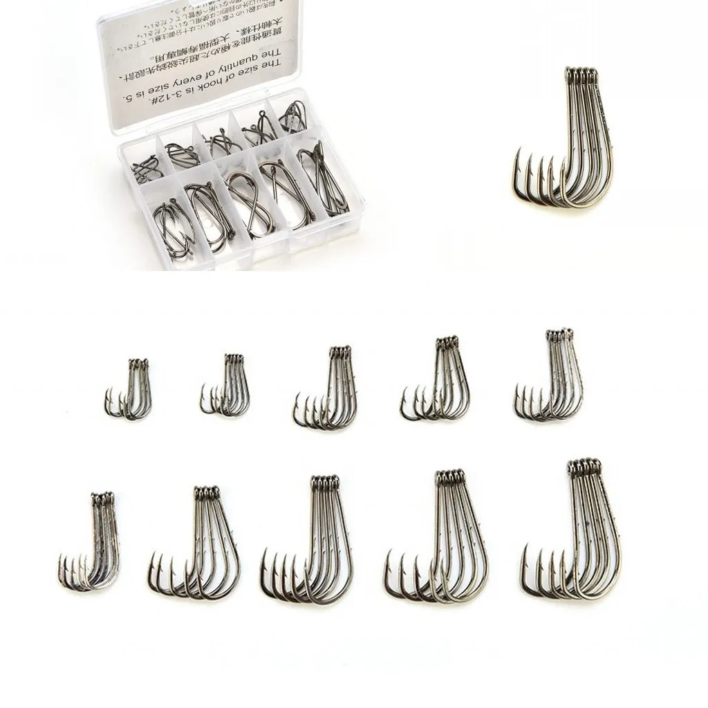3#,4#,5#,6#,7#,8#,9#,10#,11#,12# Golden Black Fishing Hooks 50pcs Fishing Hook Bait Barb Fishhook Lure Tackle Box Drop Shipping