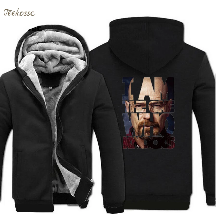 

I Am The One Who Knocks Breaking Bad Heisenberg Casual Hoodies Men 2018 Winter Fleece Zipper Jacket Sweatshirts Male Thick Coat