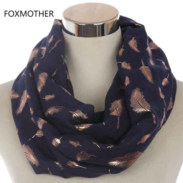 FOXMOTHER модные женские белые темно-синие желтые бронзовые фольга Серебряное перо кольцо шарфы шейный шарф блестящий платок