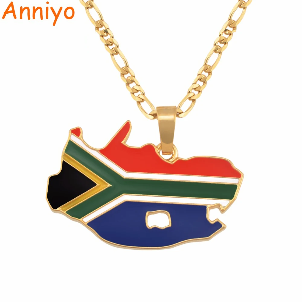 

Anniyo South Africa Map & Flag Pendant Necklaces Jewellery Gold Color for Women/Men,Africa Countries Maps South Africans #117306