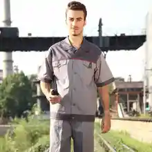 10 комплектов-рубашка и брюки) тонкий инженер Спецодежда дышащая ткань рабочая одежда Colorfast механика одежда Авто Ремонт железнодорожная форма