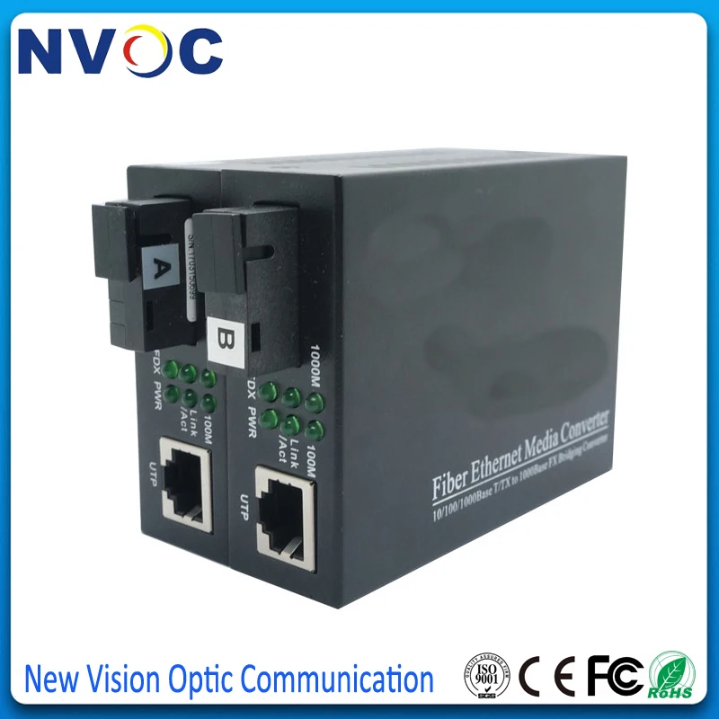 10/100/1000 м Ethernet волоконный медиаконвертер одиночное волокно одиночный режим 1310/1550