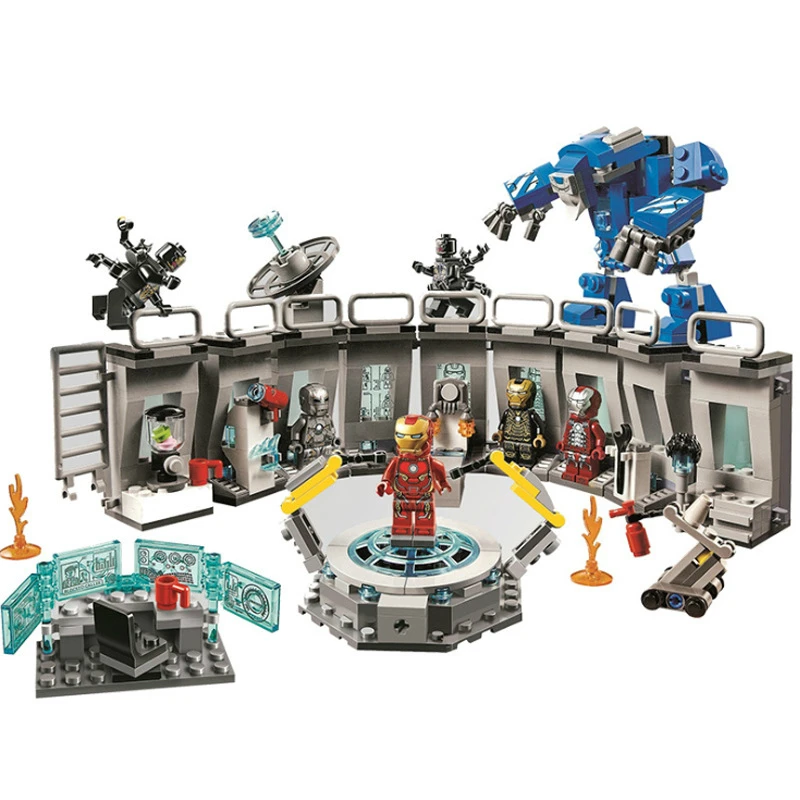 

608pcs Marvels Avengers Ironman Mecha Building Blocks Figures Tony Stark Lab Armor Technic Ironman Education Toy Gifts for Kids