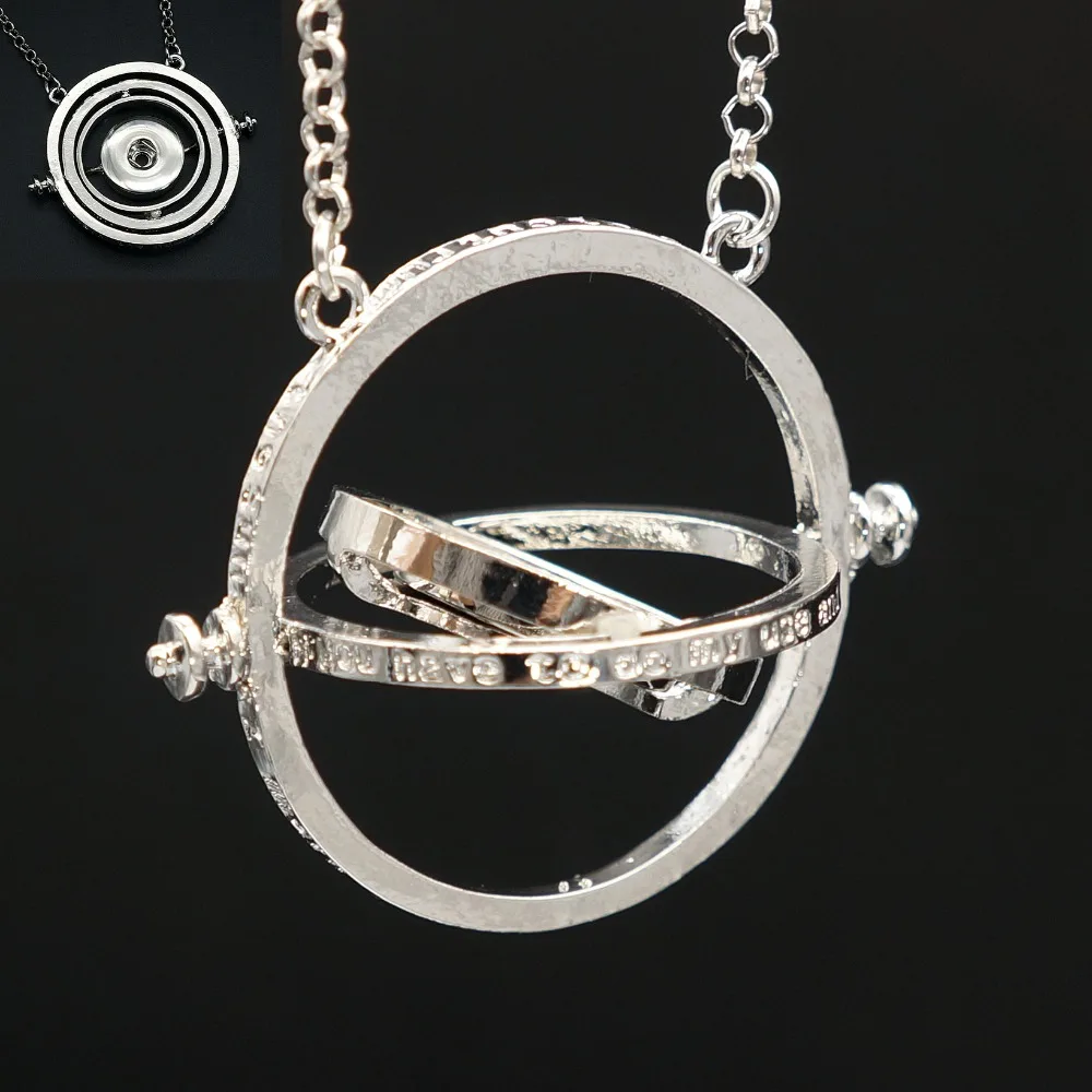 

Fashion trendy Time-Turner chain 360 degree rotation button snap necklace 60cm fit 18MM snap buttons jewelry wholesale DJ0155