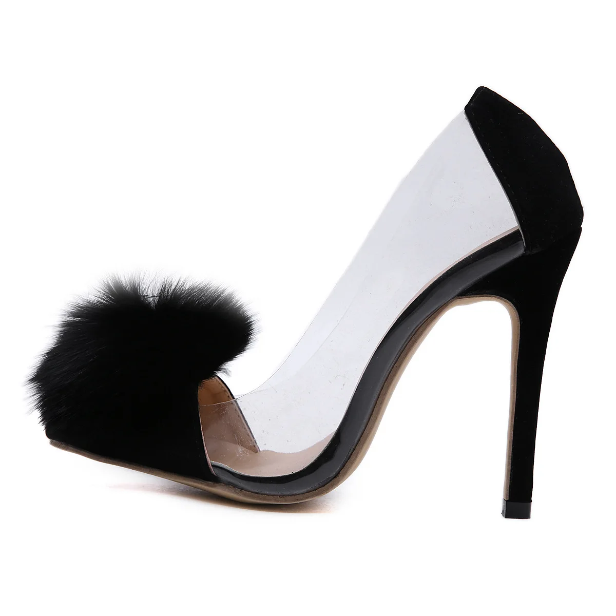 HOKSZVY/ г.; новые весенние босоножки на высоком каблуке с острым носком из натурального кроличьего плюша; пикантная женская обувь на шпильке с закрытым носком; DF-zgA5-36