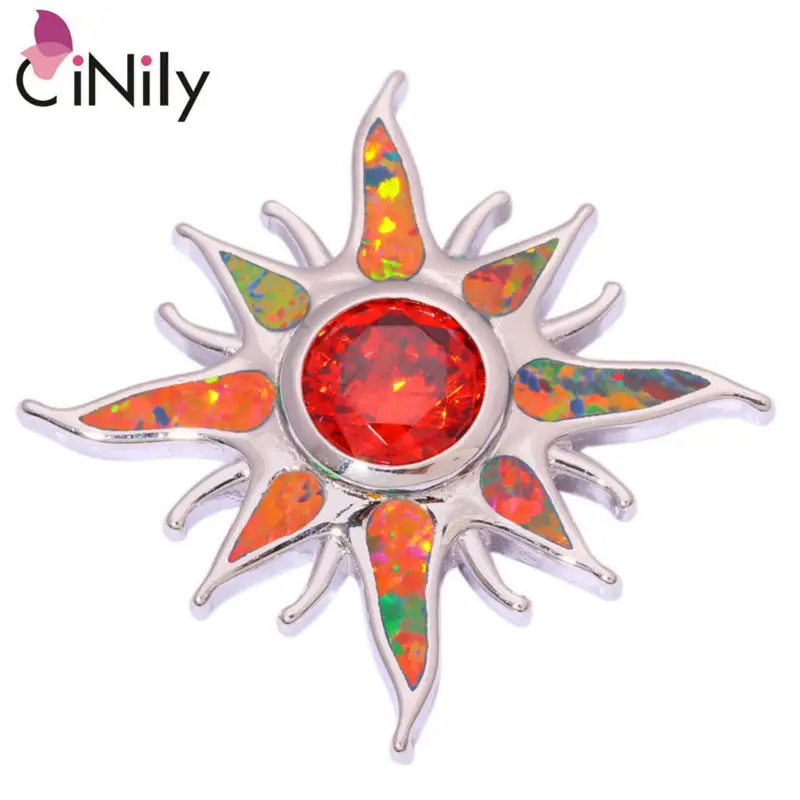CiNily Created Orange Fire Opal Orange Garnet Silver Plated Pendants Wholesale Hot for Women Jewelry AAA