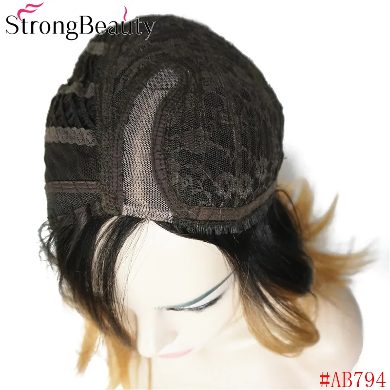 StrongBeauty боб парик Синтетический прямой Омбре средней длины парики