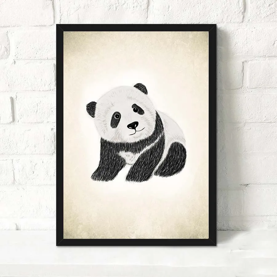 Kartun Hewan Panda Penguin Bebek Bady Zebra Wall Art Kanvas Lukisan