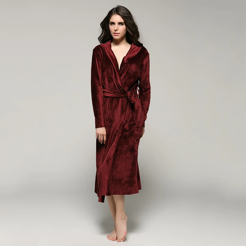 Women and Men High Quality Super Soft Fleece Velvet Couple Full Length Bathrobe Robes Lounge Wear