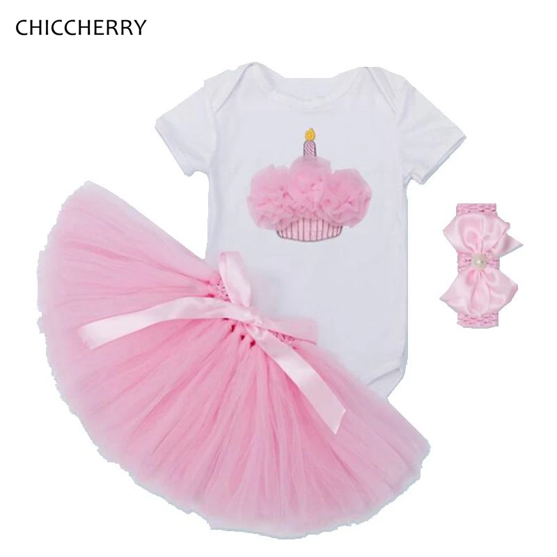 Cupcake Baby Girl Clothes Cotton Infant Bodysuit + Lace Skirt Sets