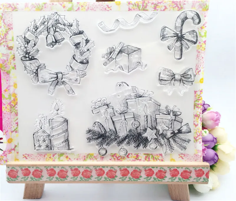 

all kinds of Christmas gift design for diy scrapbooking photo album Transparent Clear Silicone stamp for wedding gift LL-034
