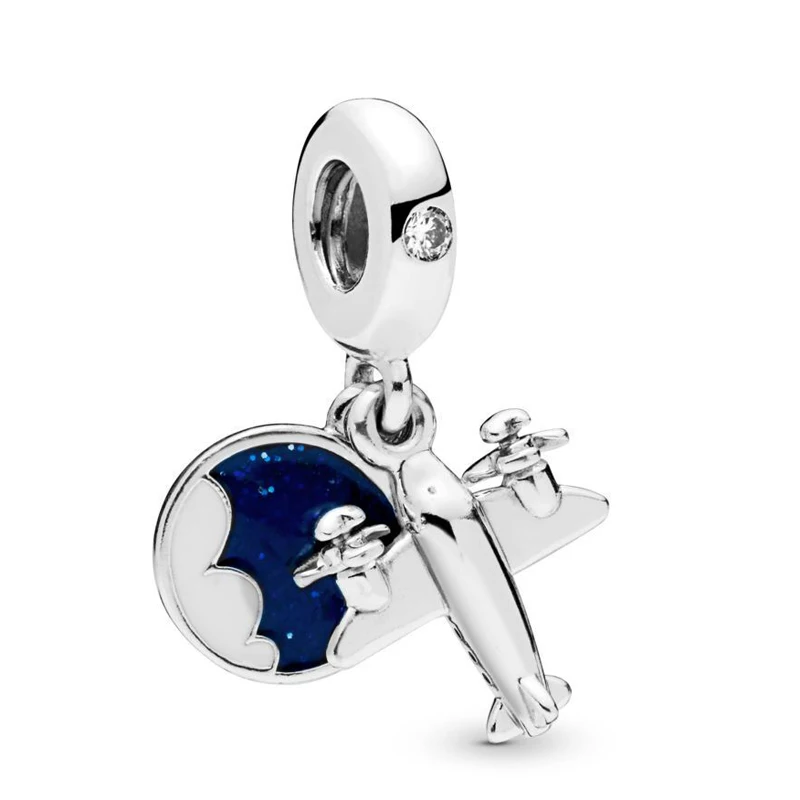 

Free Shipping Authentic 925 Sterling Silver Beads Airplane Hanging Charms Fit Original Pandora Bracelet For Women DIY Jewelry