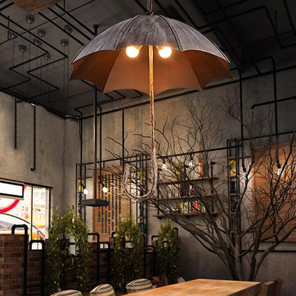 

Retro creative umbrella pendant lights wind industrial loft wrought iron cafe bar restaurant lamp personality Art pendant lamp