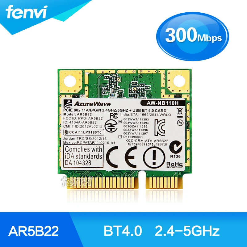 Atheros AR5B22 Dual band Wireless Half Mini PCI E card 300mbps Laptop