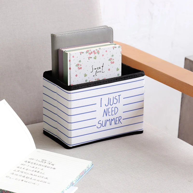 Fordable Fabric Office Storage Box Socks Remote Control Makeup Cosmetic Stationery Sundries Holder Desktop Articles Organizer
