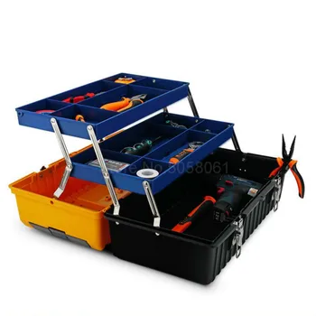 

Folding toolbox Three-layer car large tool box Household storage portable multi-function repair tool