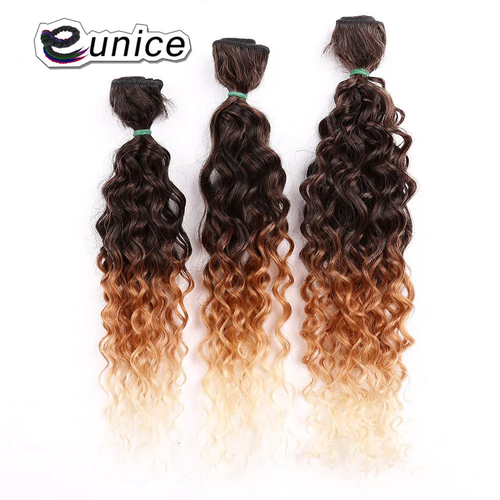 Ombre Jerry Curly Synthetic Hair Weave Bundles Colored Sew in hair Extensions  (34)