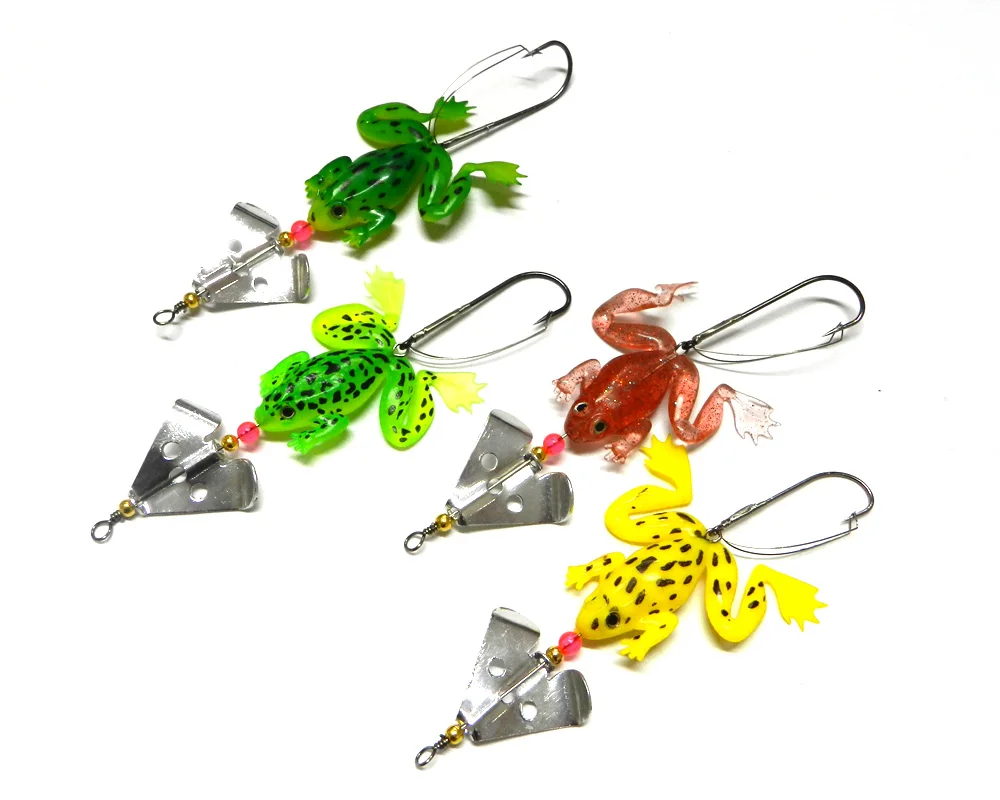 4pcs//lot Frog Soft Fishing Lure Crankbaits 9cm 6.2g Silicone Bait Hook Bass Carp