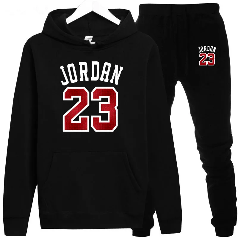 New 2018 Brand Tracksuit Fashion JORDAN 23 Men Sportswear Two Piece Sets All Cotton Fleece Thick hoodie+Pants Sporting Suit Male