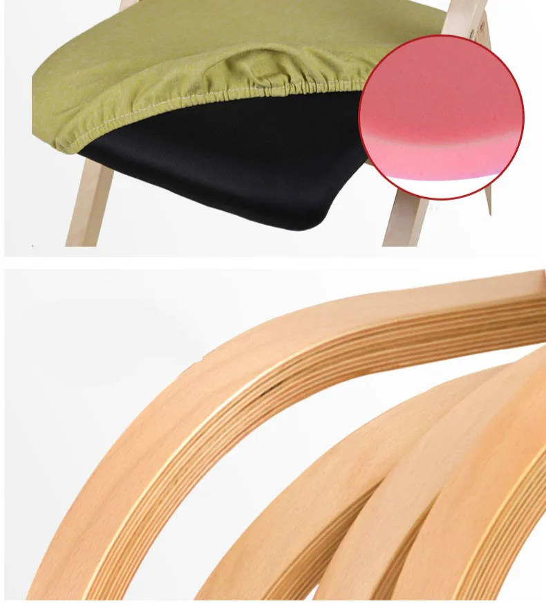Высокое качество Портативный складные Твердые деревянный стул обеденный стул отдыха подвижные моющиеся Подушки Мода красочные Мебель