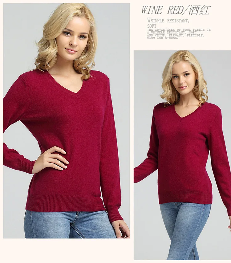 Camisola de Malha Feminina de Manga Comprida com Decote em v de Cashmere Suéter e Pulôver Jveii Mulheres Jumpers Feminino Outono Inverno Magro Ocasional 11 Weddings & Events