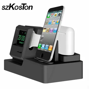 

3 in 1 Charger Dock Holder For iPhone X 8 7 6s Plus Silicone Charging stand Dock Station Cradles Base For Apple Watch airpods