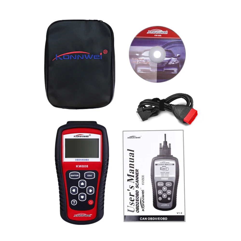 Автомобильный сканер Konnwei KW808 считыватель кодов MS509 EOBD/OBD2 инструмент для сброса