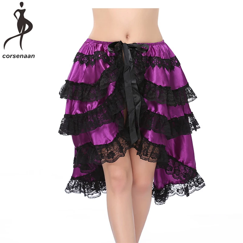 

Burlesque Black Lace Fashion Women Intimate Half Slips Corset Skirts Purple Sexy Skirt Plus Size S-6XL 7006#