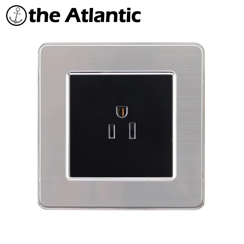 

UA 15A Wall Socket Power Outlet Enchufe Stainless Steel Brushed Silver Panel Electrical Plug Outlet America and Japan