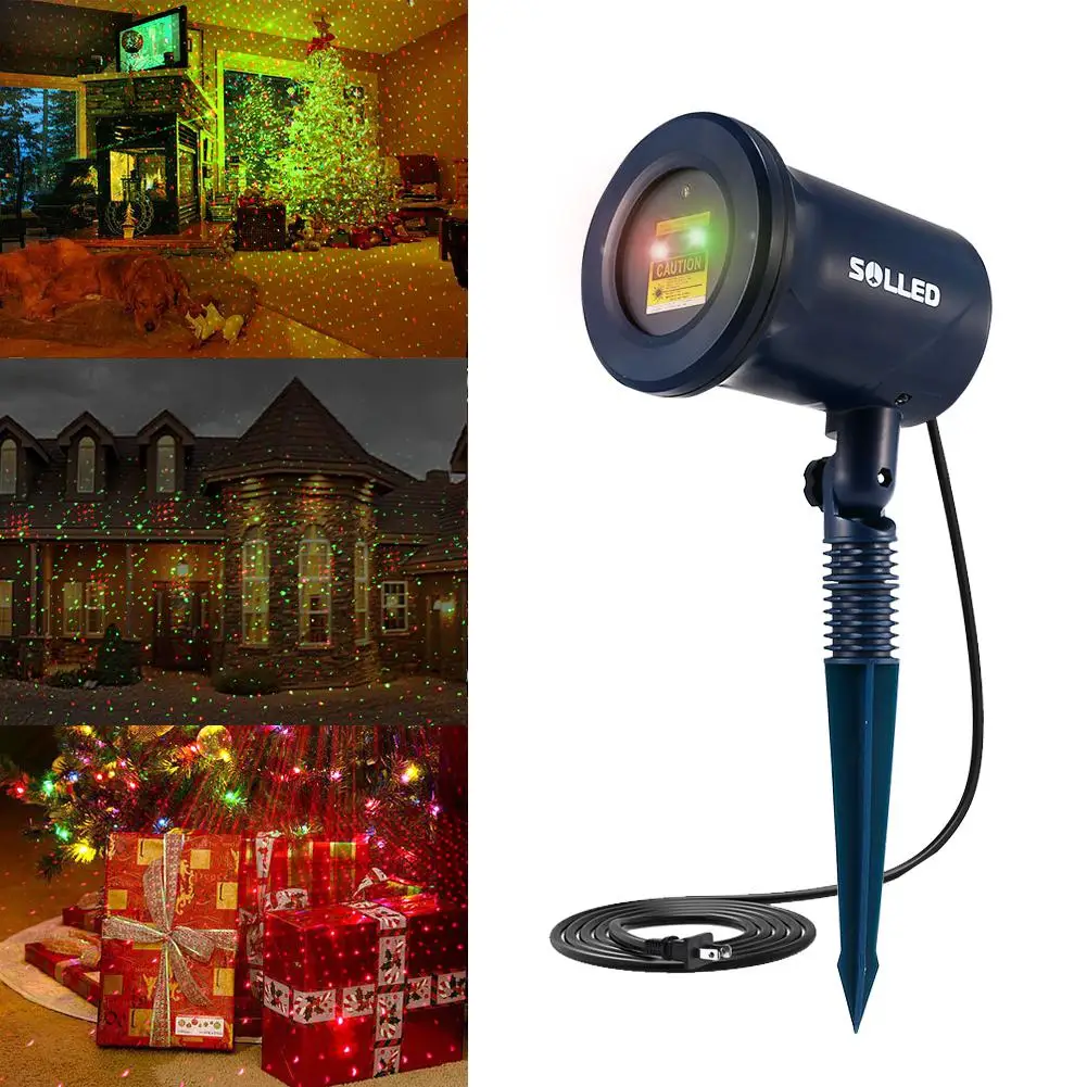 

SOLLED Laser Light with Red and Green Rotating Spot Star Projector with 10 Lighting Modes for Christmas Holiday Landscape