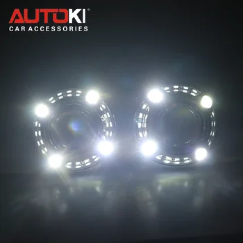 

Autoki Car Styling 2.5'' Bi-Xenon Mini Projector Lens H1 w/ LED Angel Eyes Daytime Running Lights Lens DRL for H4 H7 Auto Lamps