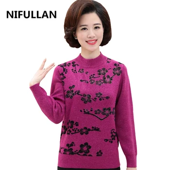 

NIFULLAN Turtleneck Plum New 2020 Women Cashmere Sweater Autumn And Winter Long-Sleeved Knitted Pullover Chompas Mujer
