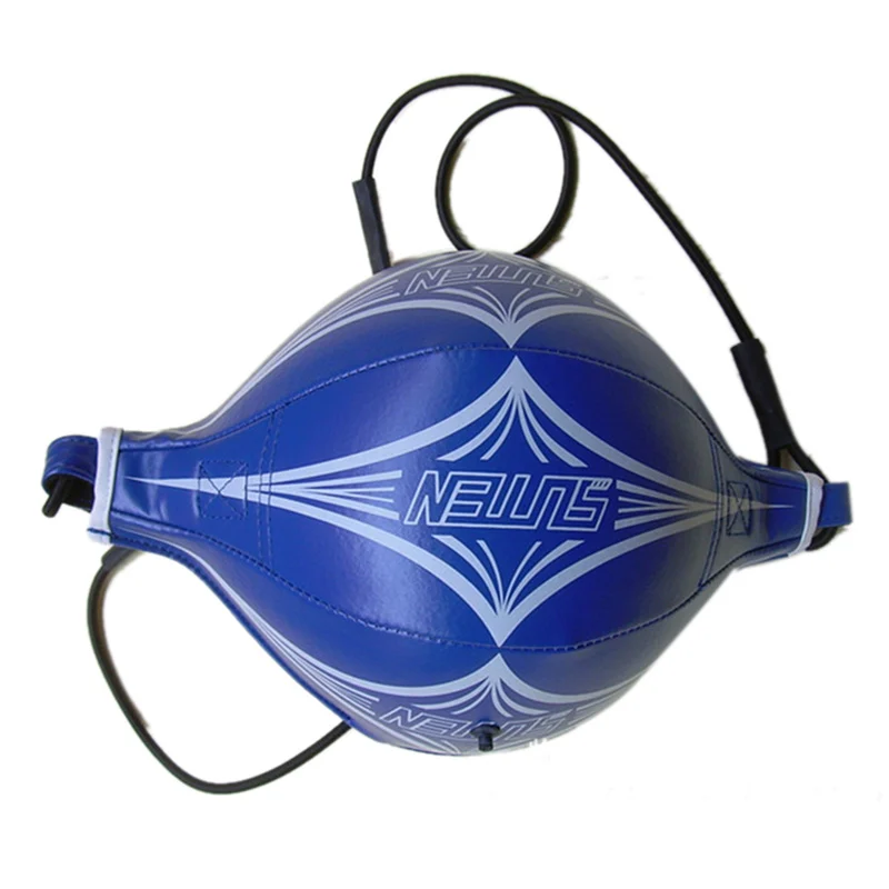 SUTENG ромбовидный узор мяч на резинке для боксирования вентилируемый мяч для бокса Муай тайские шары бой ответ эластичный мяч - Цвет: Blue with white line