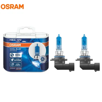 

OSRAM HB3 5000K 12V 60W Cool Blue Advance Halogen Bulbs Xenon Mega White 50% More Light Car Lamps Hi/Lo Beam car headlight bulb